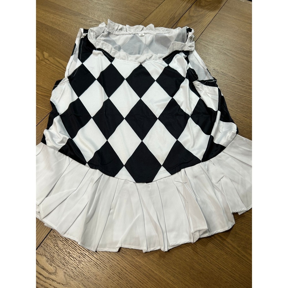 Harlequin Costume Set Adult Size M Cosplay Diamond Pattern Dress Skirt Wig